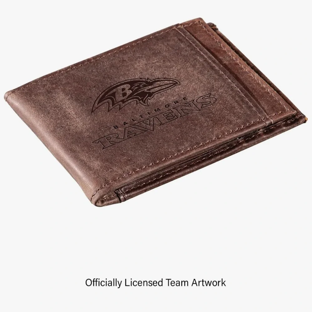 Baltimore Ravens Brown Bifold Leather Wallet NFL new